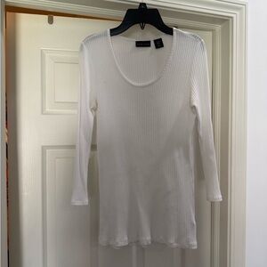 Adrienne Vittadini White Ribbed Blouse